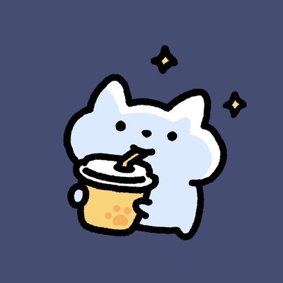 Doodle cat sipping a drink
