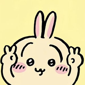 Bunny doodle doing peace signs