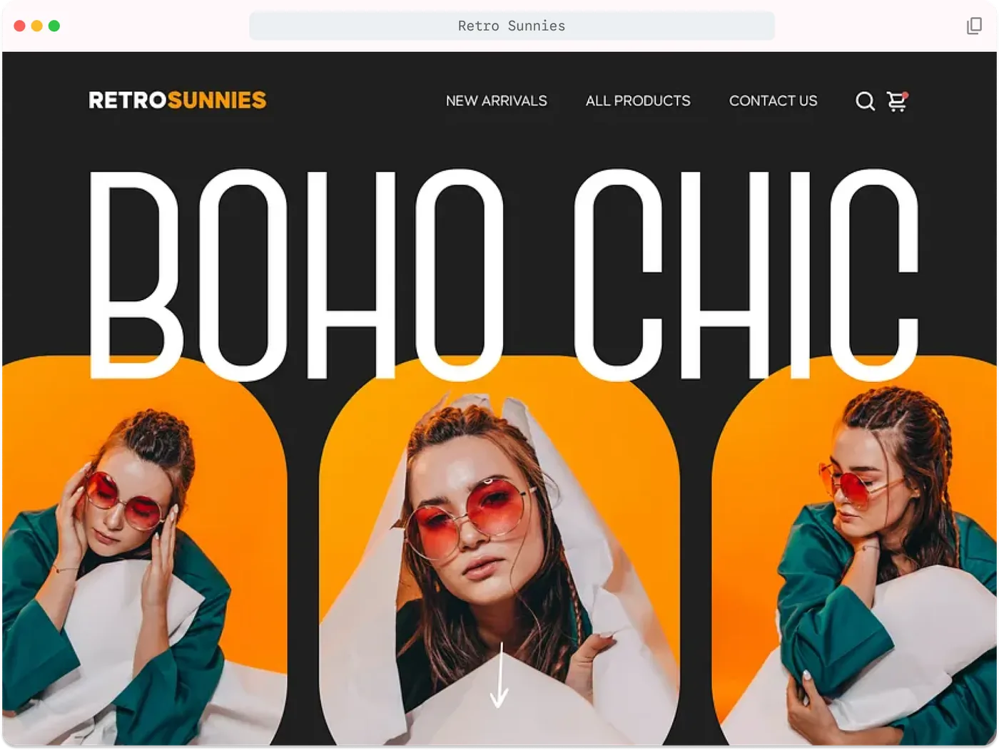 Retro Sunnies: sunglasses shop landing page